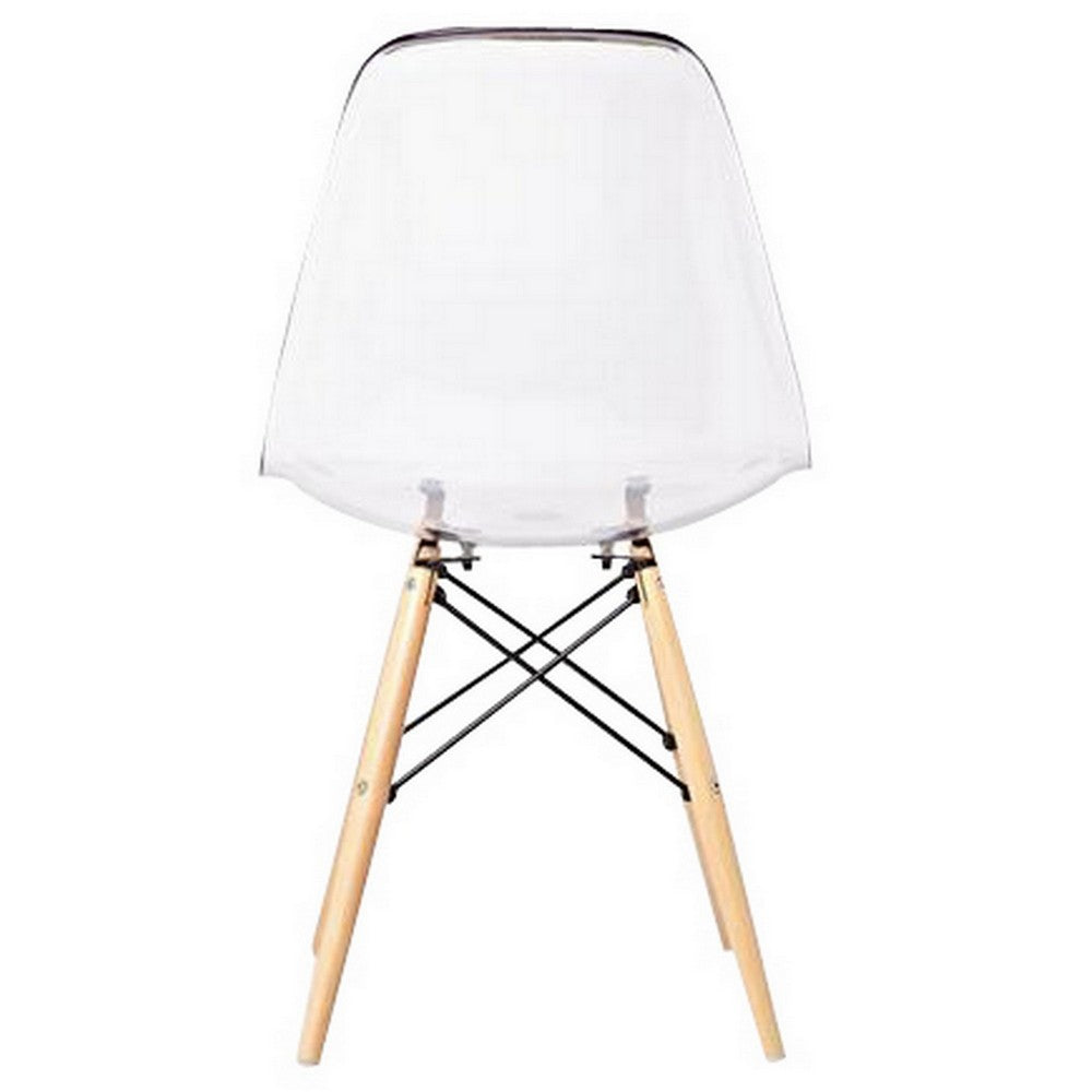 Benjara Louie 21 Inch Modern Side Chair, Set of 2, Wood Finished Legs, Translucent Seating