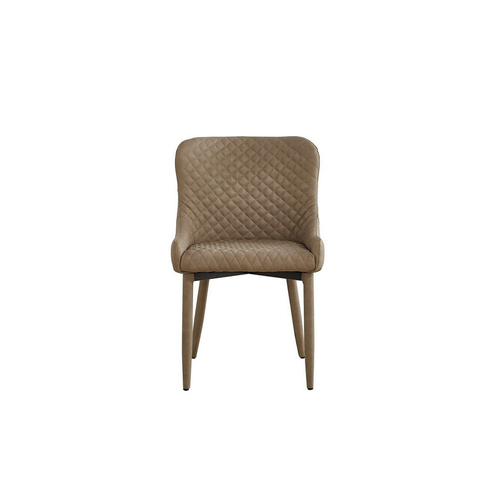 Benjara Tom 16 Inch Modern Dining Chair, Set of 4, Beige Vegan Faux Leather, Metal Legs