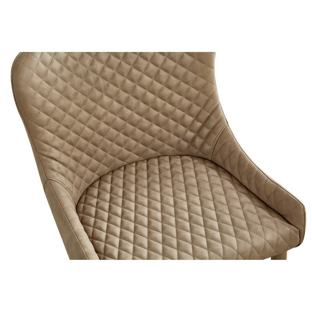 Benjara Tom 16 Inch Modern Dining Chair, Set of 4, Beige Vegan Faux Leather, Metal Legs