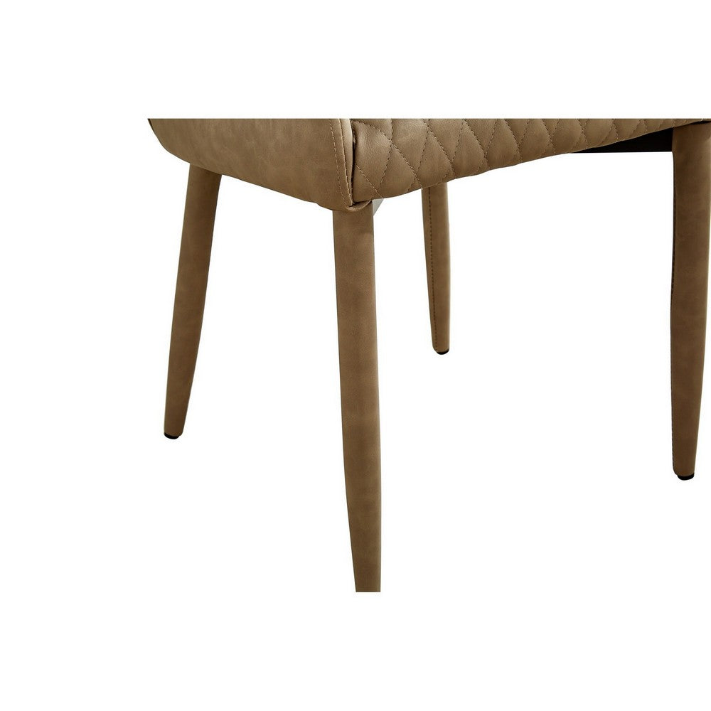 Benjara Tom 16 Inch Modern Dining Chair, Set of 4, Beige Vegan Faux Leather, Metal Legs