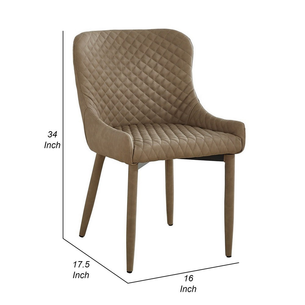 Benjara Tom 16 Inch Modern Dining Chair, Set of 4, Beige Vegan Faux Leather, Metal Legs