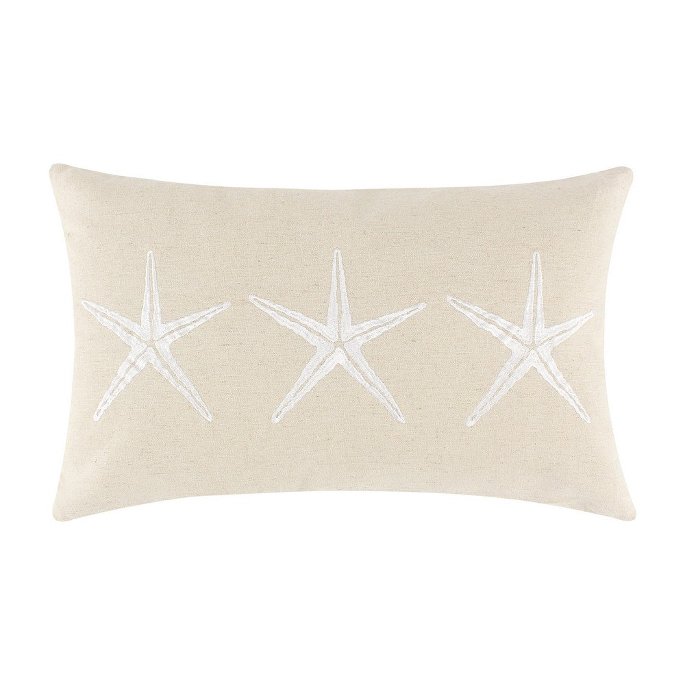 Benjara Set of 2 Decorative Throw Pillows, Seahorse And Starfish Polyester, Tassels