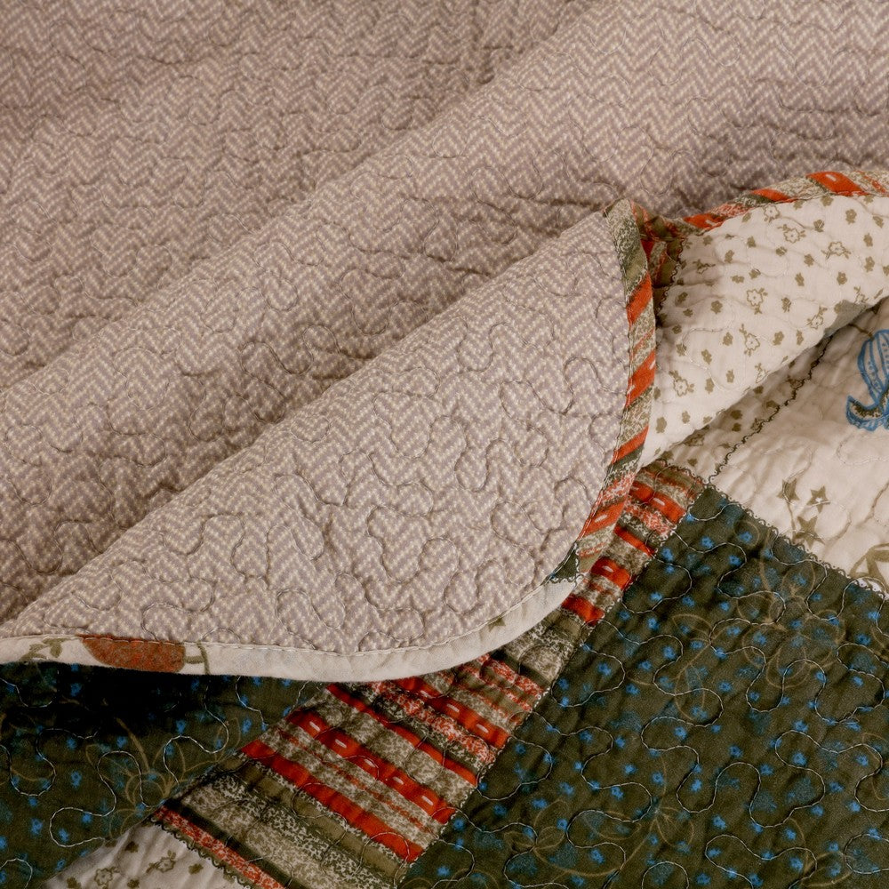 Benjara 50 x 60 Cotton Quilted Throw Blanket with Fill, Wild Flowers, Multicolor