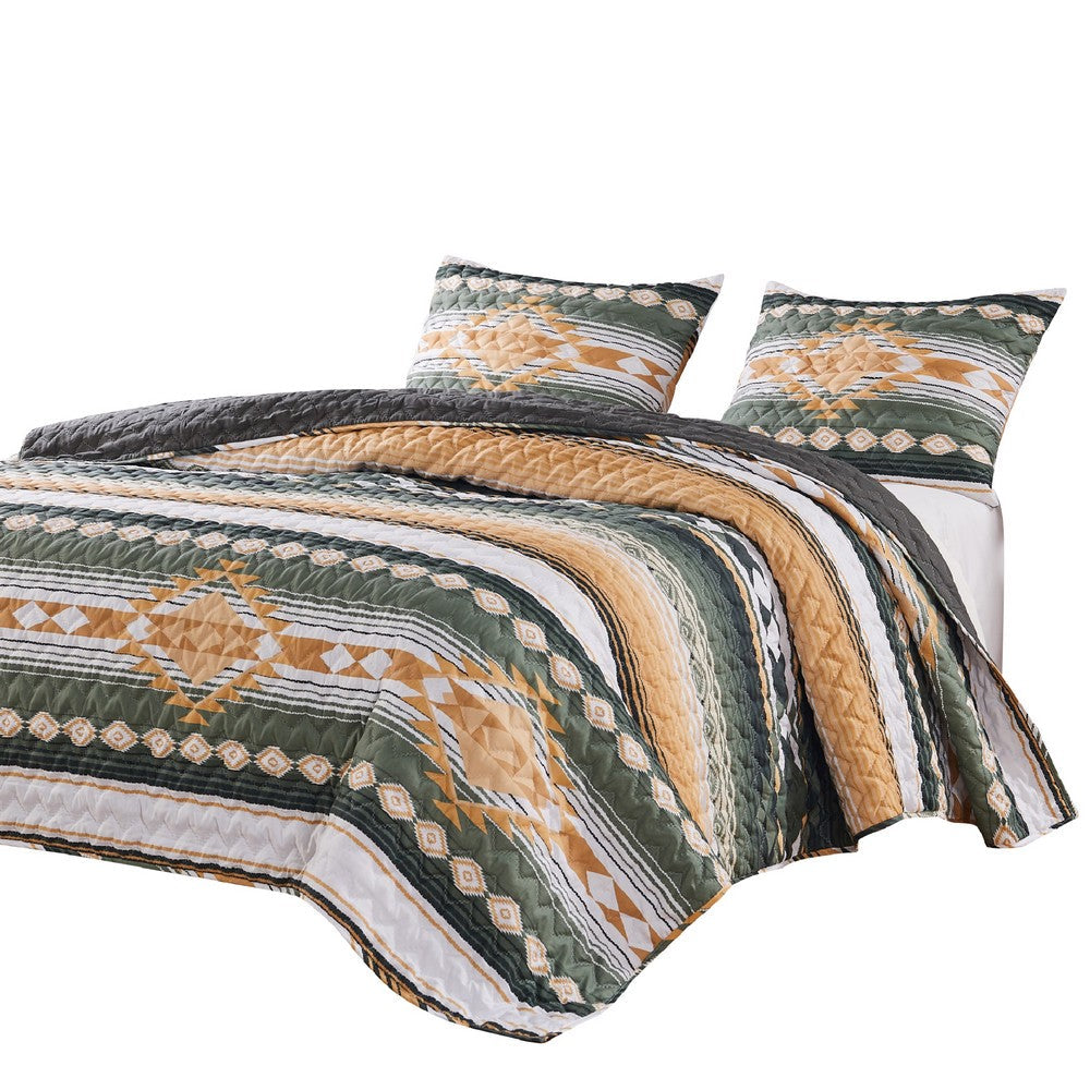 Benjara Jashua 20 x 36 King Size Pillow Sham, Southwest Yellow Stripes, Zipper