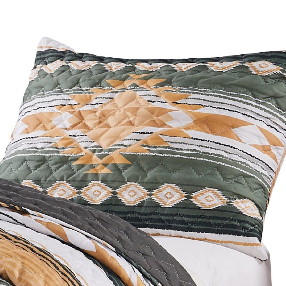 Benjara Jashua 20 x 36 King Size Pillow Sham, Southwest Yellow Stripes, Zipper