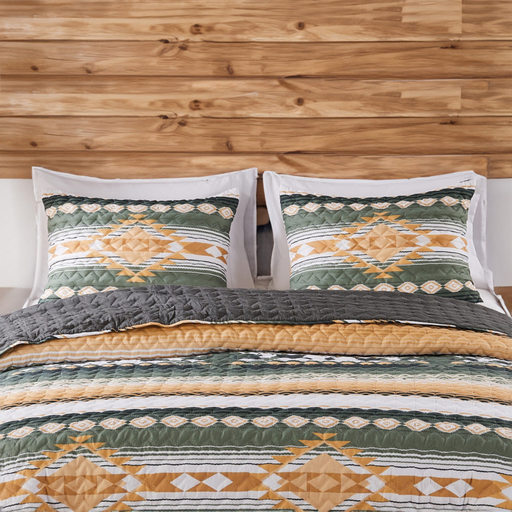 Benjara Jashua 20 x 36 King Size Pillow Sham, Southwest Yellow Stripes, Zipper