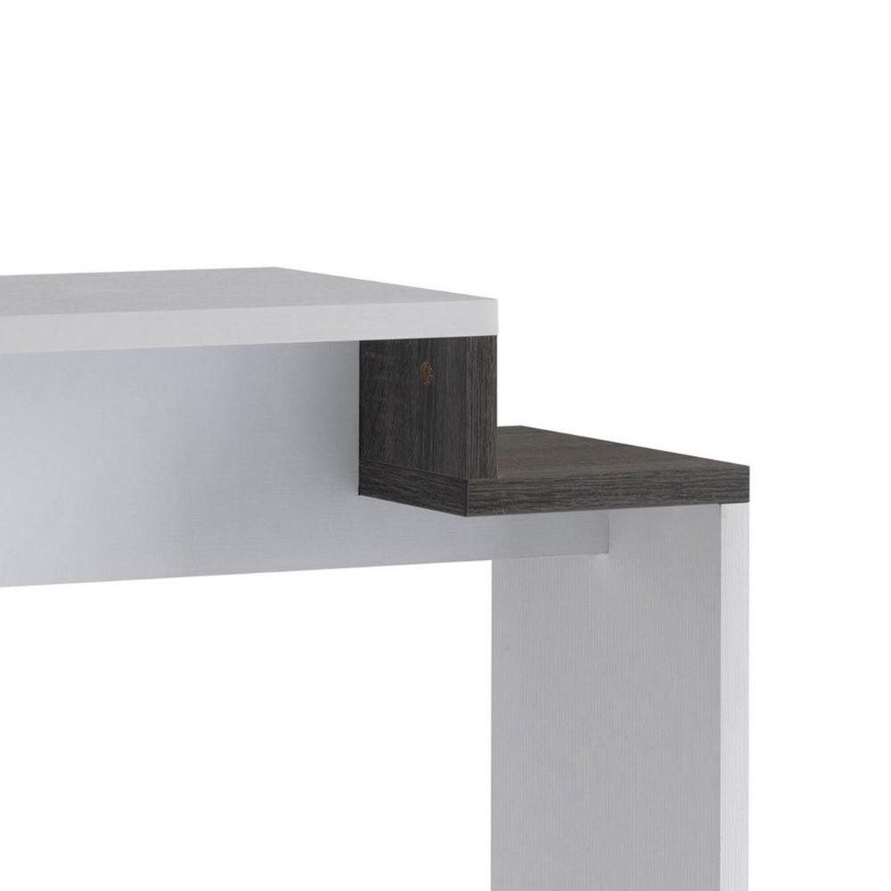 Benjara 36 Inch Modern Console Table, Multilevel Wood Shelves, Gray And White