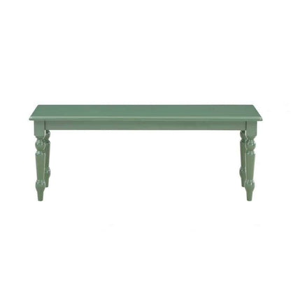 Benjara Irvin 48 Inch Modern Wood Dining Bench with Turned Legs, Equestrian Green