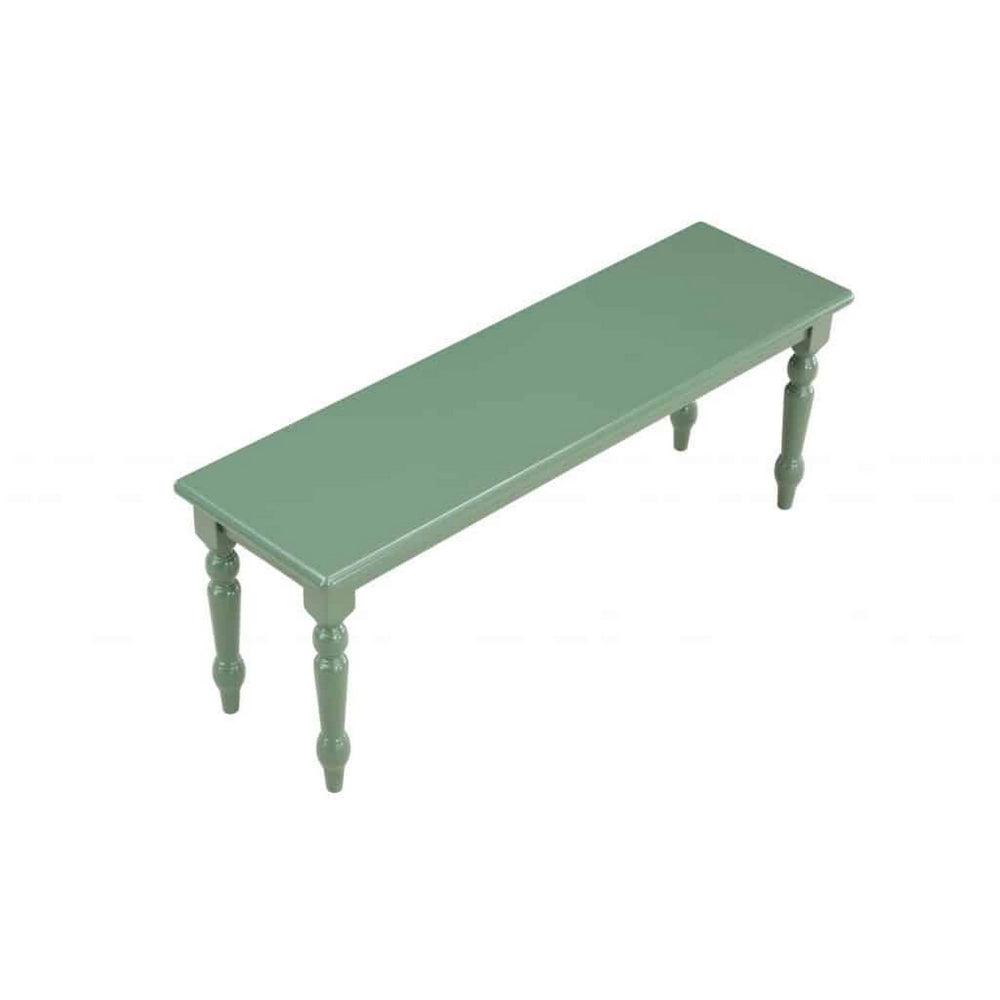 Benjara Irvin 48 Inch Modern Wood Dining Bench with Turned Legs, Equestrian Green