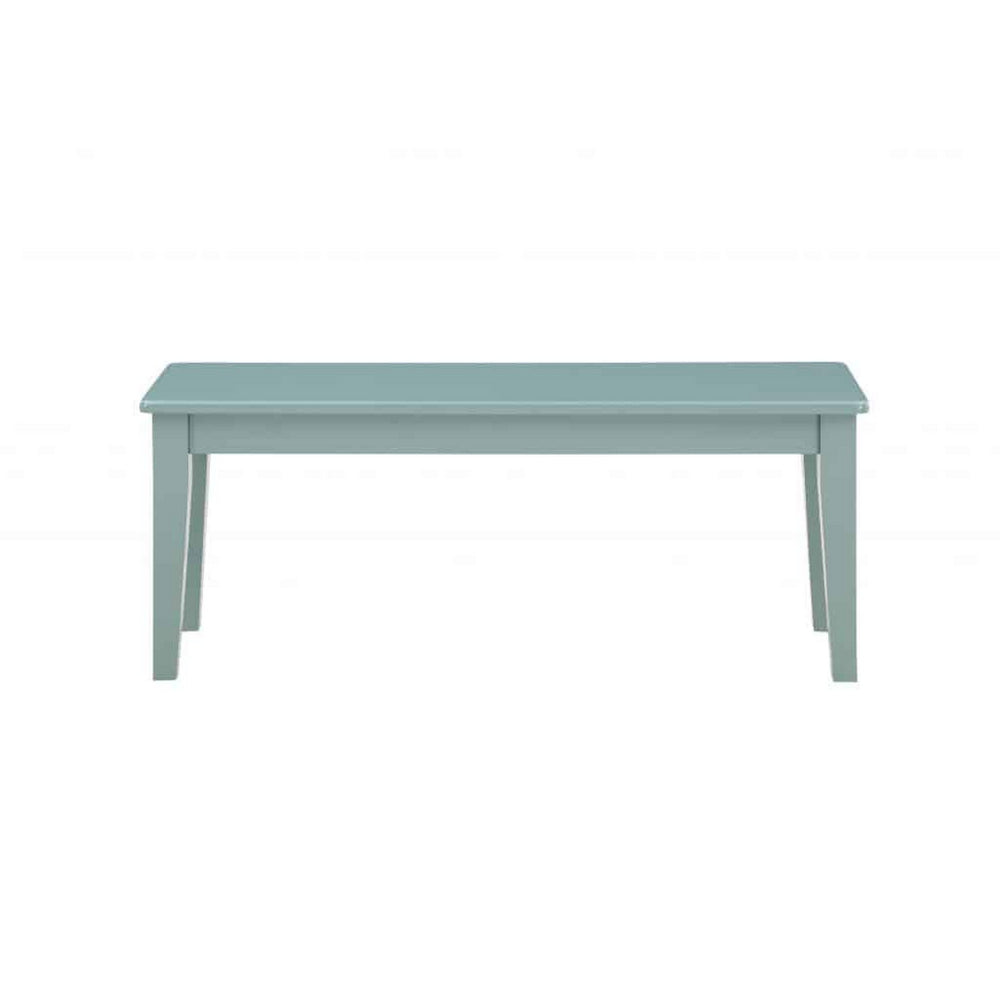 Benjara Bray 44 Inch Modern Rectangular Dining Bench, Tapered Legs, Teal Blue