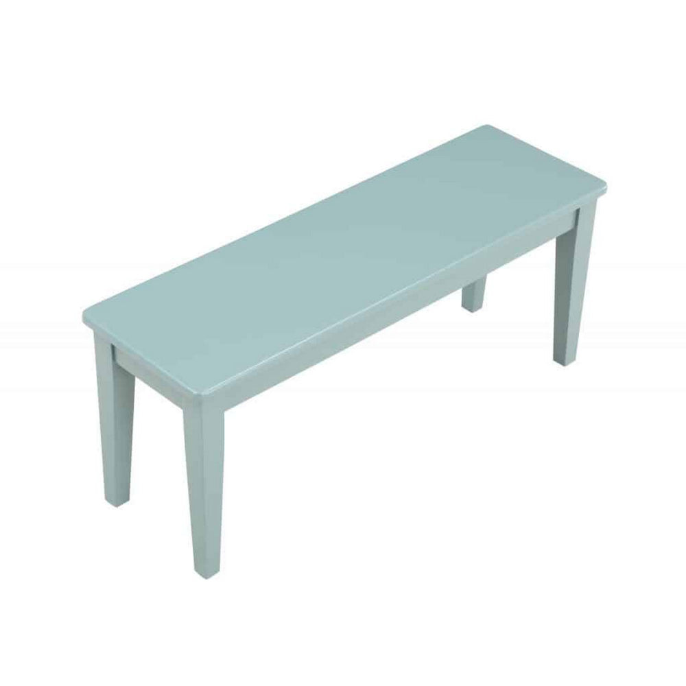 Benjara Bray 44 Inch Modern Rectangular Dining Bench, Tapered Legs, Teal Blue
