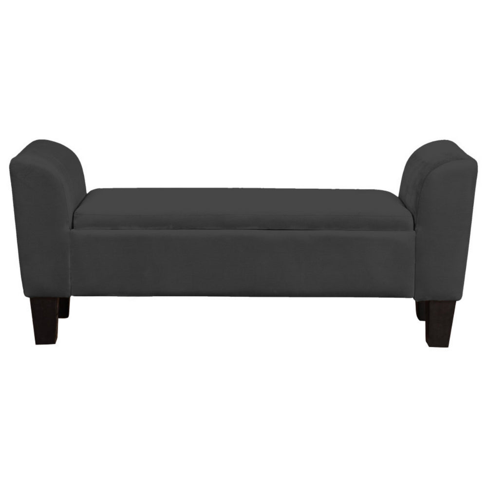 Benjara 55 Inch Accent Storage Bench with Performance Velvet Upholstery, Black