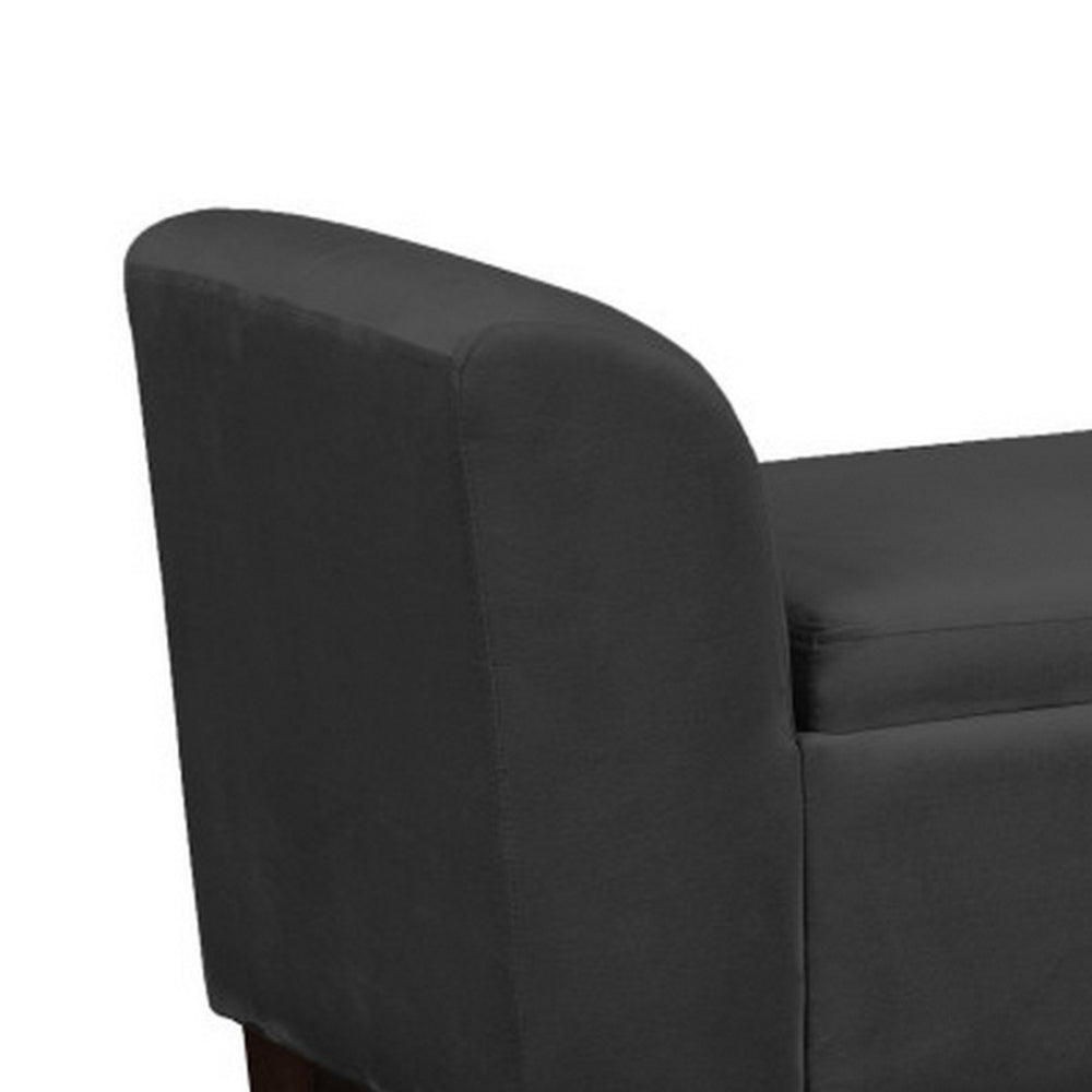Benjara 55 Inch Accent Storage Bench with Performance Velvet Upholstery, Black