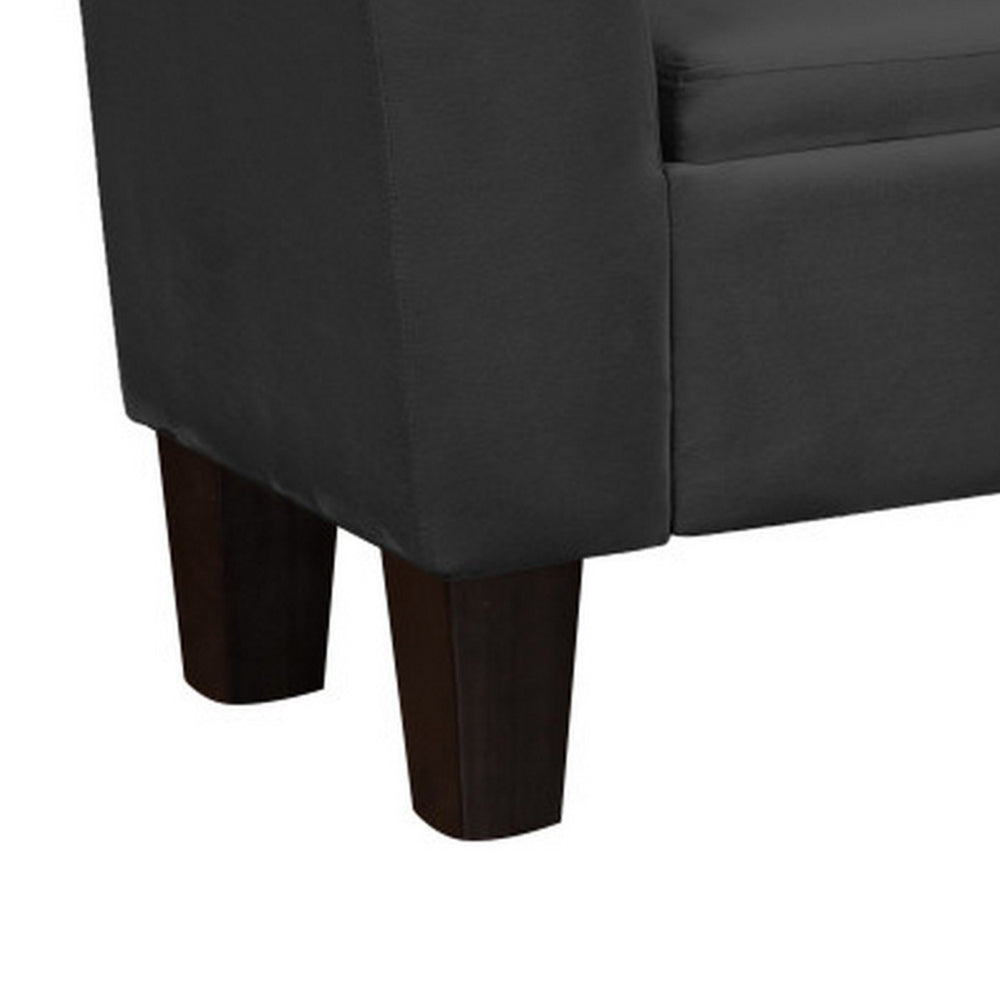 Benjara 55 Inch Accent Storage Bench with Performance Velvet Upholstery, Black