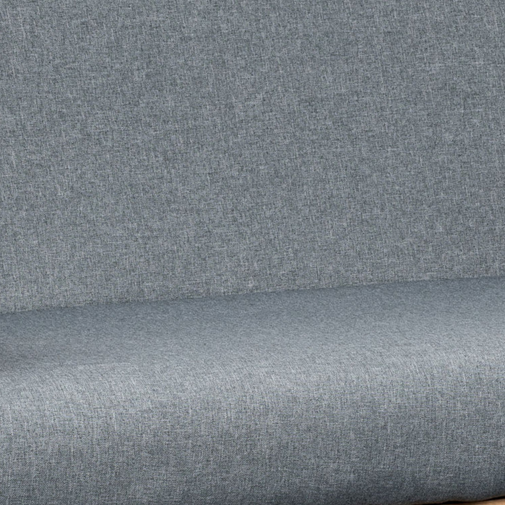 Benjara Gala 45 Inch Modern Loveseat Bench, Gray Fabric, Natural Brown Wood Frame