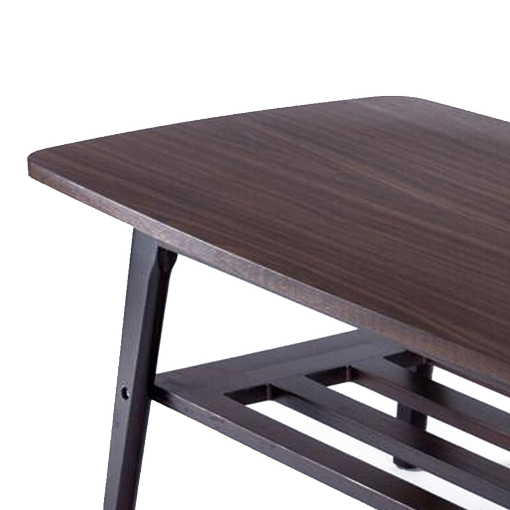 Benjara Gala 47 Inch Modern Wood Coffee Table with Bottom Shelf, Espresso Brown