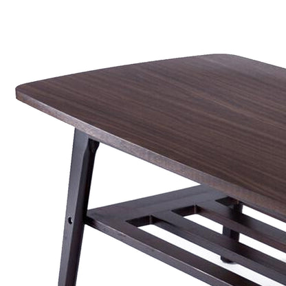 Benjara Gala 47 Inch Modern Wood Coffee Table with Bottom Shelf, Espresso Brown