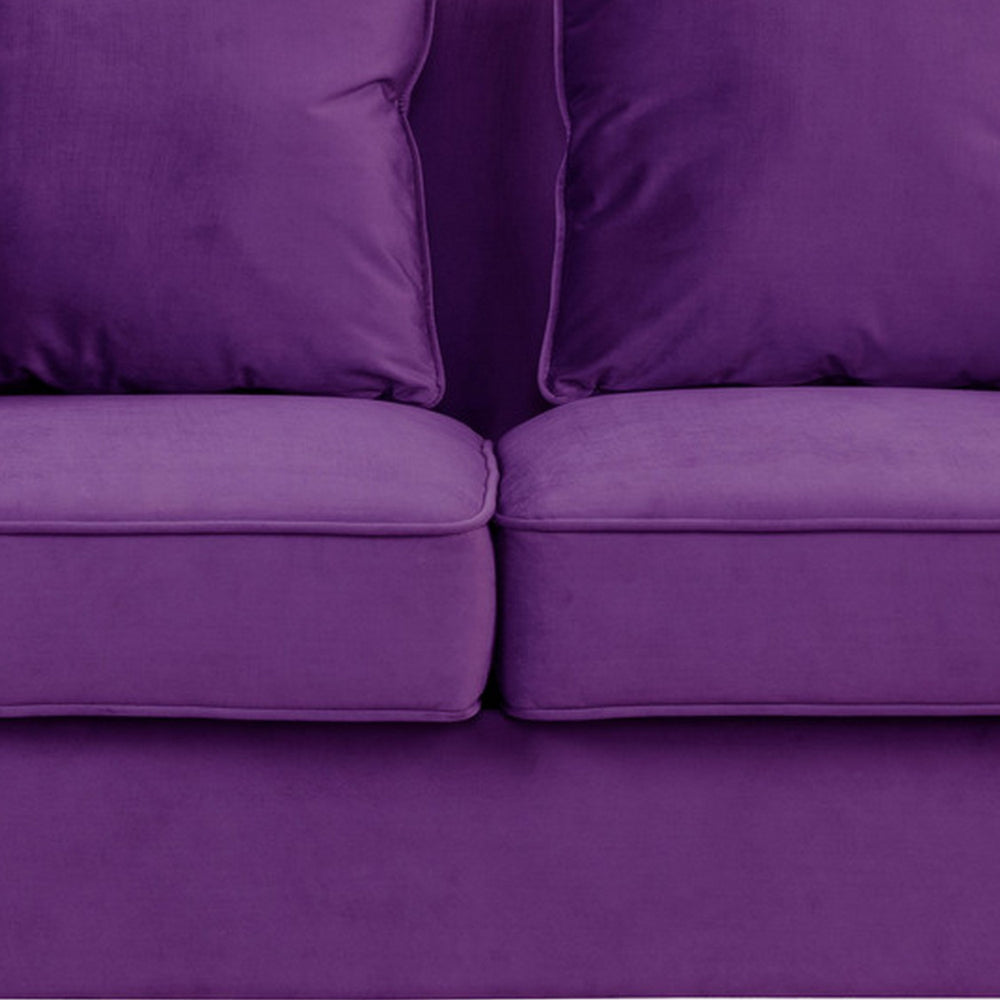 Benjara Zion 53 Inch Modern Loveseat, Button Tufted Purple Velvet, Nailhead Trim