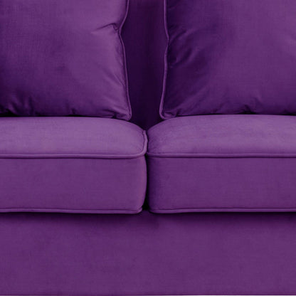 Benjara Zion 53 Inch Modern Loveseat, Button Tufted Purple Velvet, Nailhead Trim