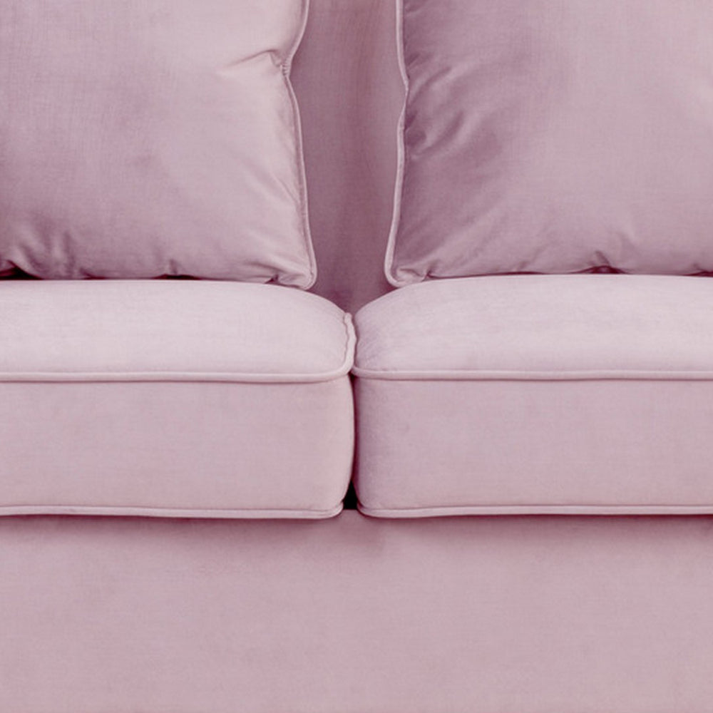 Benjara Zion 53 Inch Modern Loveseat, Button Tufted Pink Velvet with Nailhead Trim