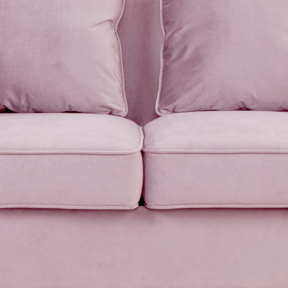 Benjara Zion 53 Inch Modern Loveseat, Button Tufted Pink Velvet with Nailhead Trim
