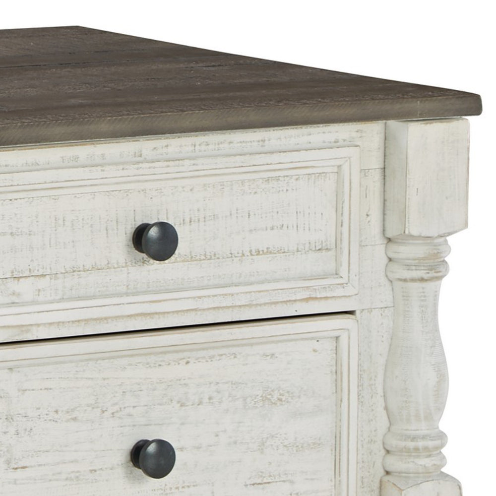 Benjara 46 Inch Rectangular Lift Top Coffee Table, Faux Drawer Front, White, Brown