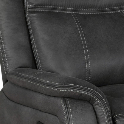 Benjara Lenard 41 Inch Manual Gliding Recliner, Piped Details, Charcoal Gray, Black