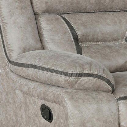 Benjara Jake 41 Inch Gliding Manual Recliner, Pillowtop, Taupe Brown Faux Leather