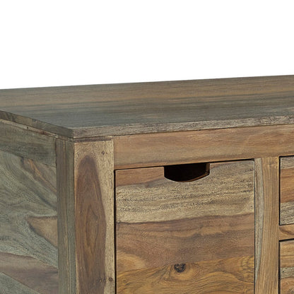 Benjara Dale 53 Inch Rustic Storage Coffee Table, 6 Gliding Pull Out Drawers, Brown