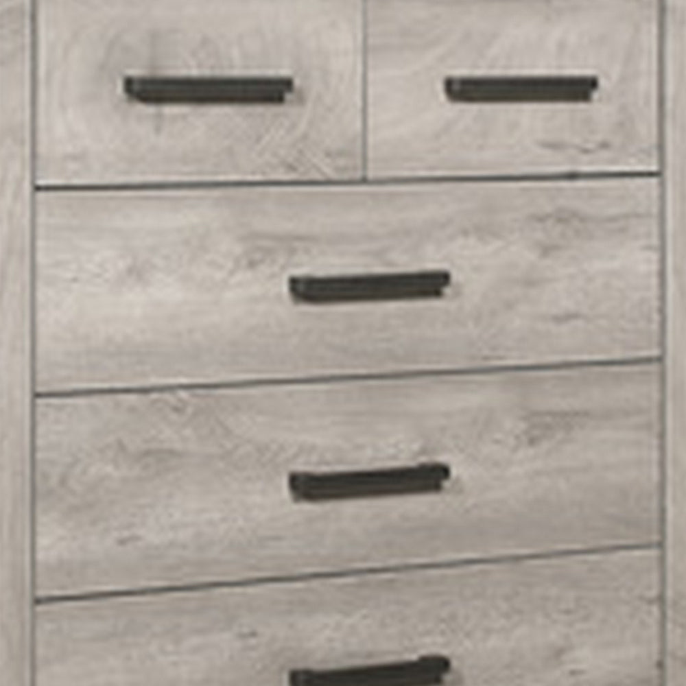 Benjara Deena 49 Inch 6 Drawer Tall Dresser Chest with Metal Handles, Light Gray