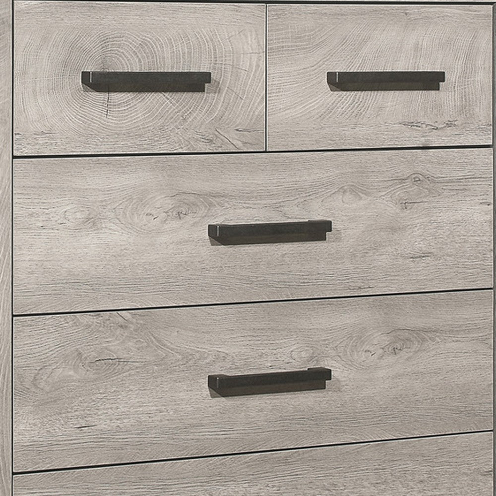 Benjara Deena 49 Inch 6 Drawer Tall Dresser Chest with Metal Handles, Light Gray