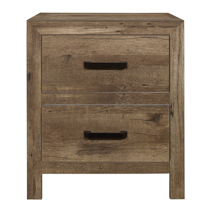 Benjara Zane 28 inch Transitional Nightstand, 2 Drawers, Weathered Pine Veneer