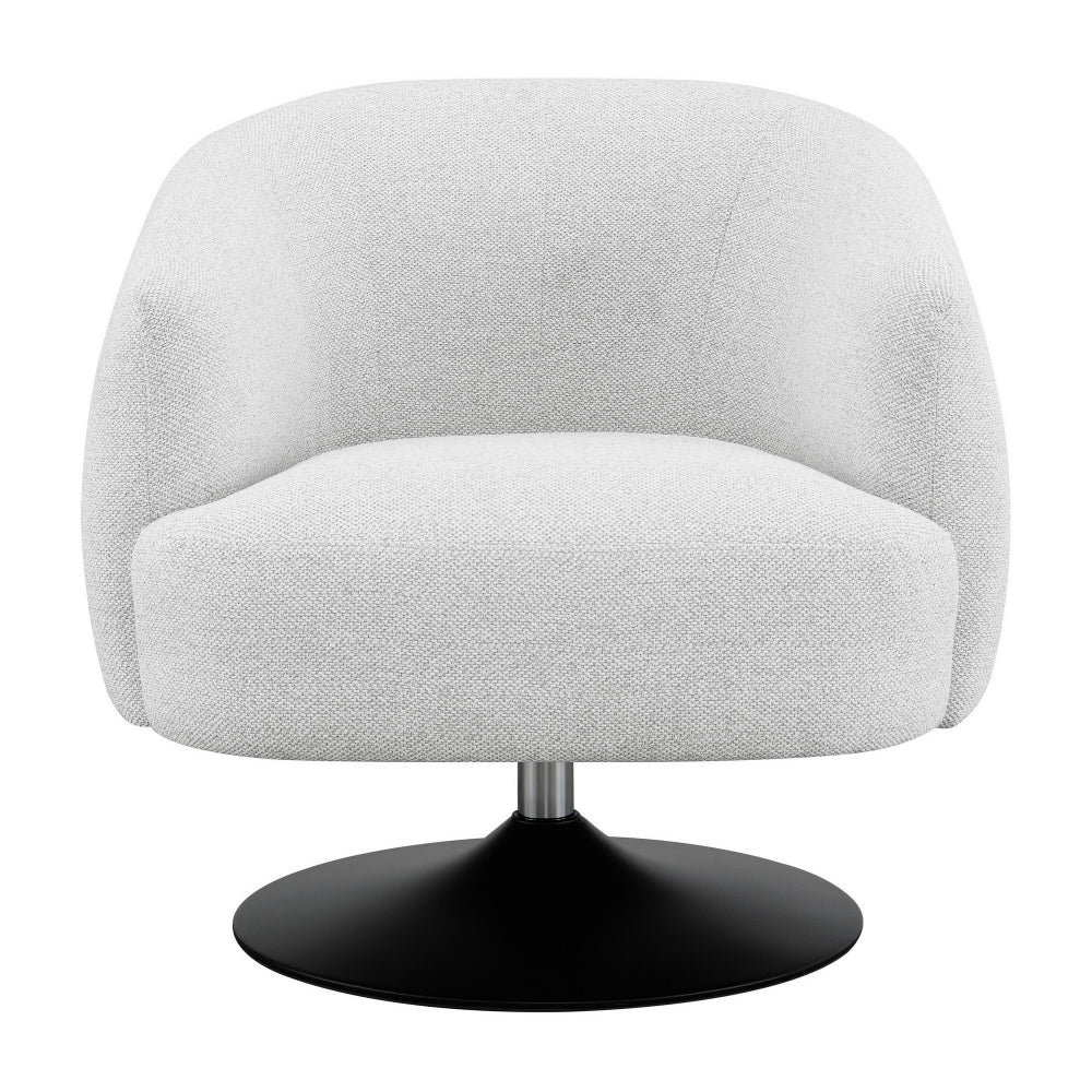Benjara 32 Inch Barrel Foam Accent Chair, Swivel Pedestal Base, Beige Boucle Fabric