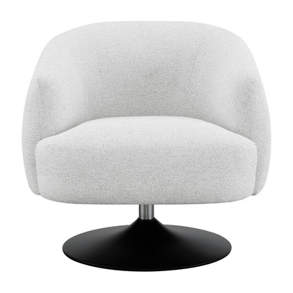 Benjara 32 Inch Barrel Foam Accent Chair, Swivel Pedestal Base, Beige Boucle Fabric