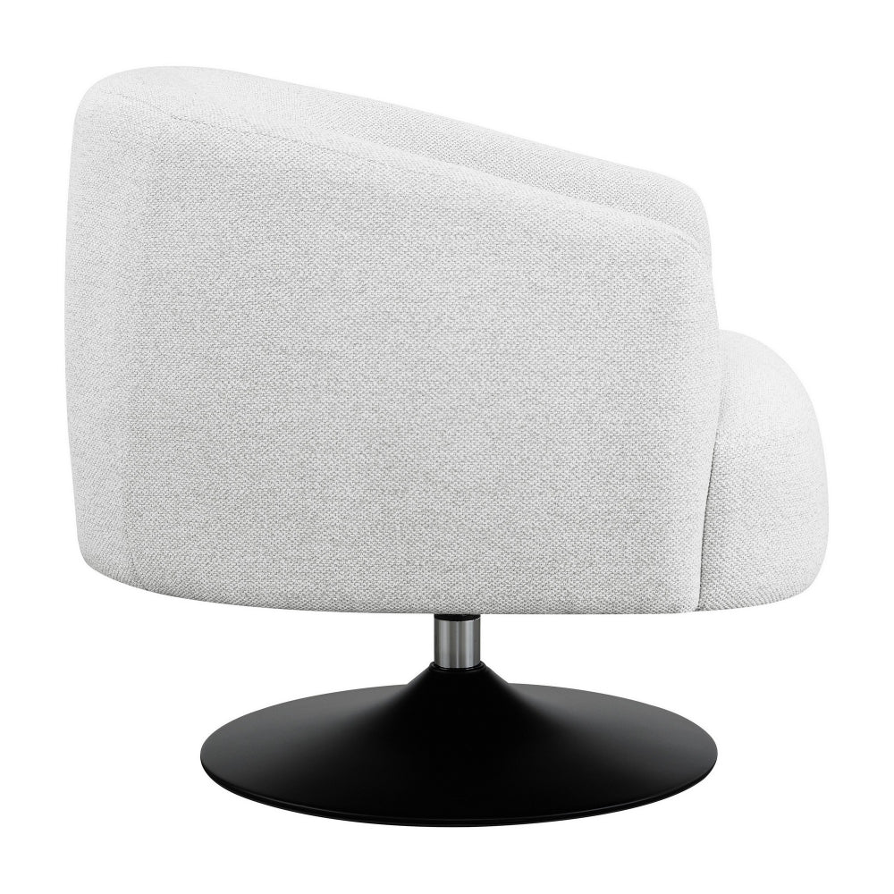 Benjara 32 Inch Barrel Foam Accent Chair, Swivel Pedestal Base, Beige Boucle Fabric