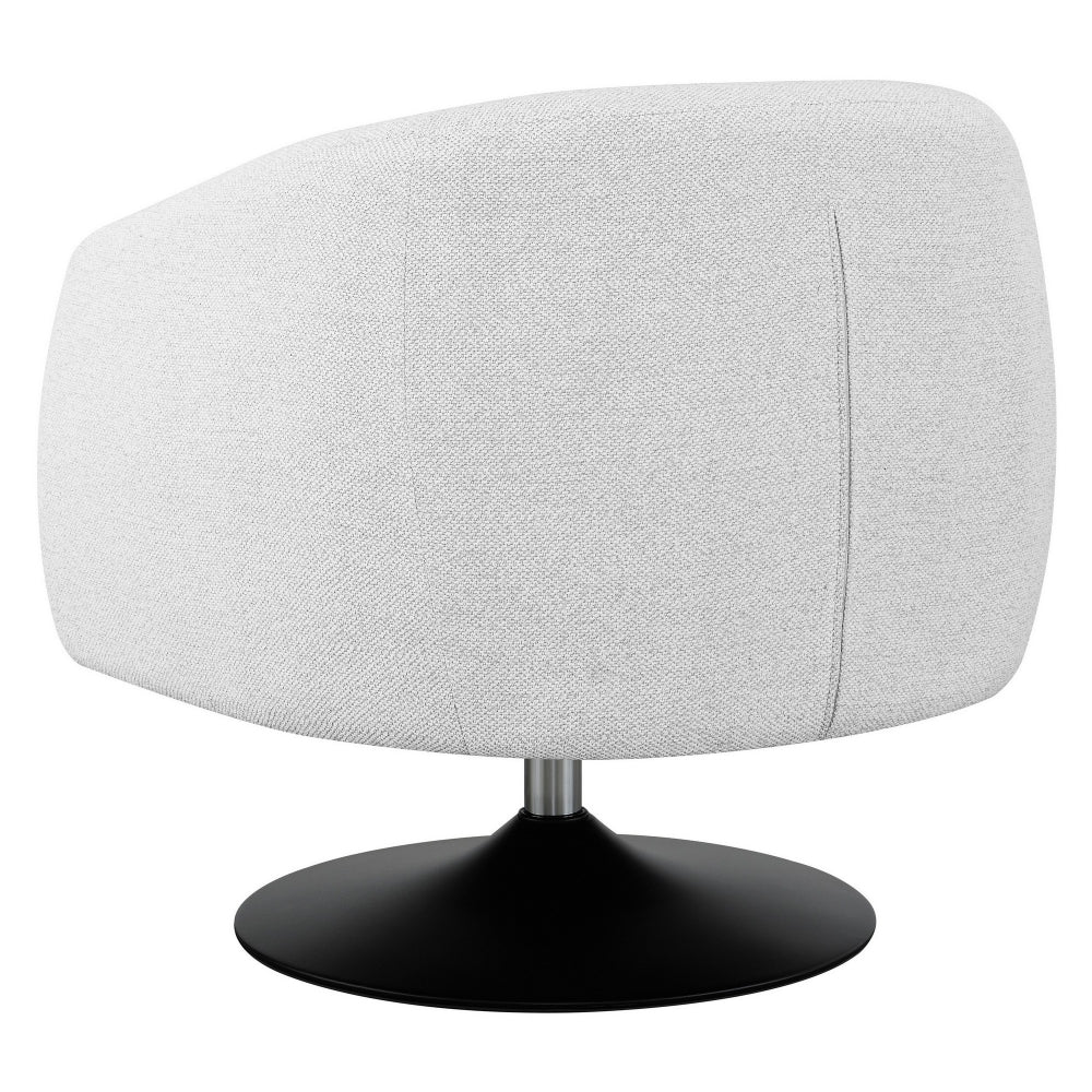 Benjara 32 Inch Barrel Foam Accent Chair, Swivel Pedestal Base, Beige Boucle Fabric