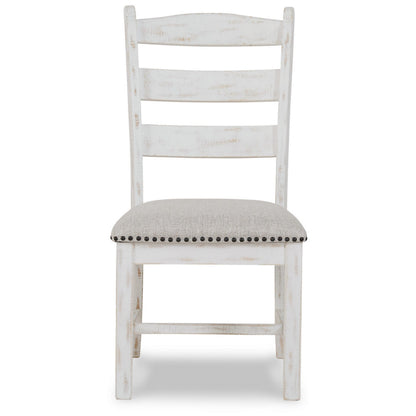Benjara Zane 20 Inch Dining Chair, Set of 2, Beige Polyester Seat, Antique White