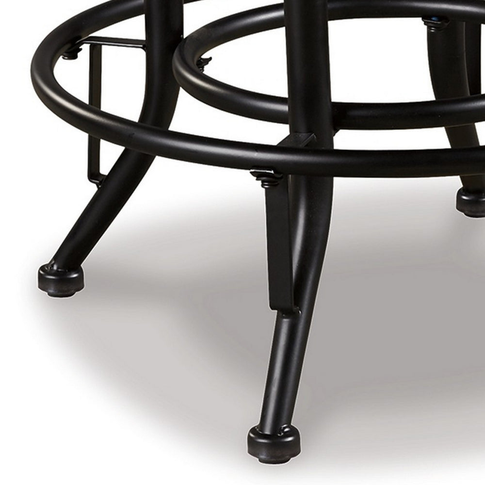 Benjara Zane 24 Inch Adjustable Swivel Counter Stool, Set of 2, Black Metal Base
