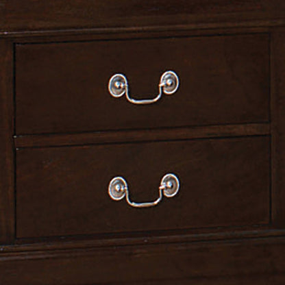 Benjara Nim 24 Inch 2 Drawer Nightstand, Classic Bail Handles, Cappuccino Brown