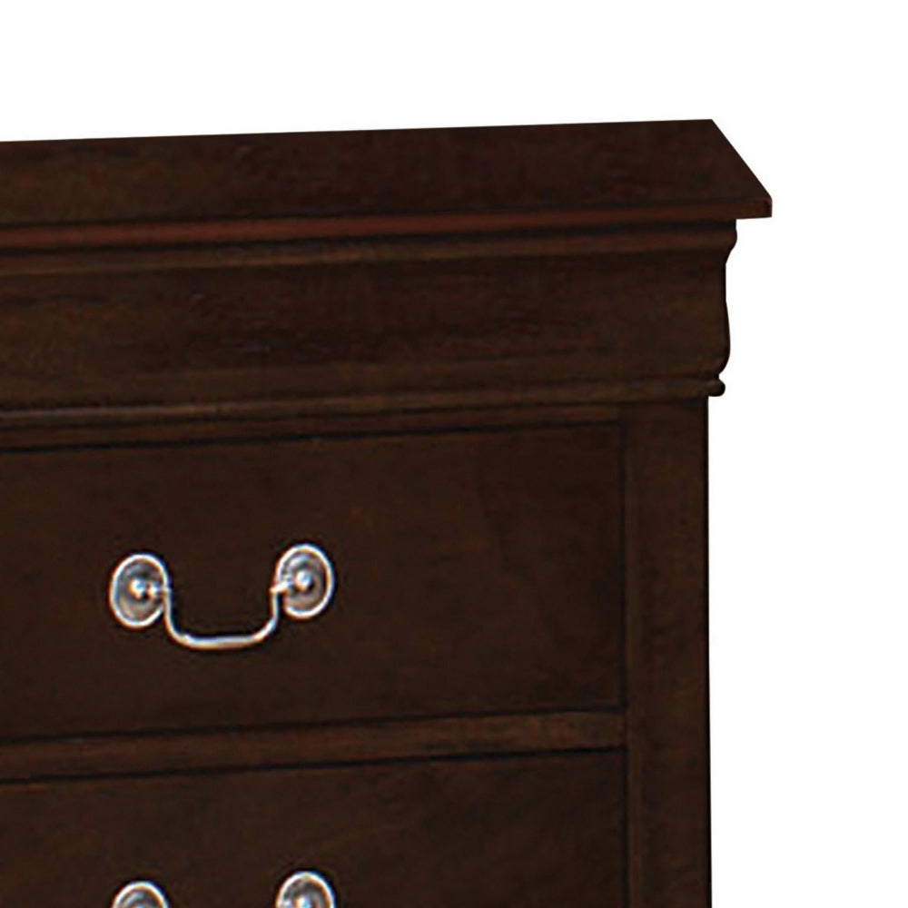 Benjara Nim 24 Inch 2 Drawer Nightstand, Classic Bail Handles, Cappuccino Brown