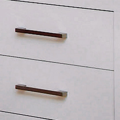 Benjara Bela 26 Inch 2 Drawer Nightstand, Felt Lined, Silver Handles, Crisp White