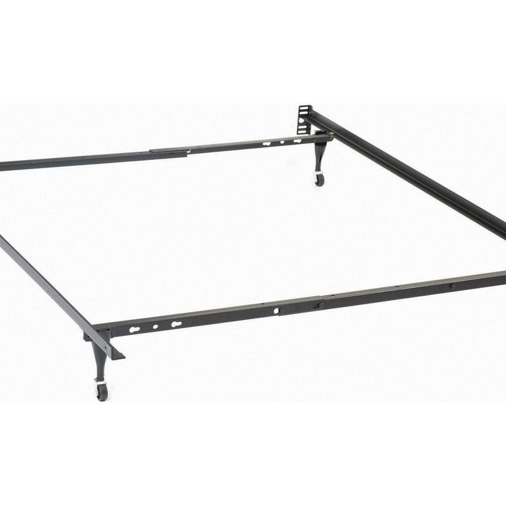 Benjara Nit Multisize Metal Bed Frame, Twin or Full Size, Caster Wheels, Black