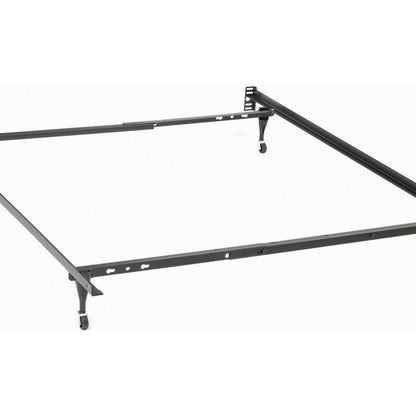 Benjara Nit Multisize Metal Bed Frame, Twin or Full Size, Caster Wheels, Black