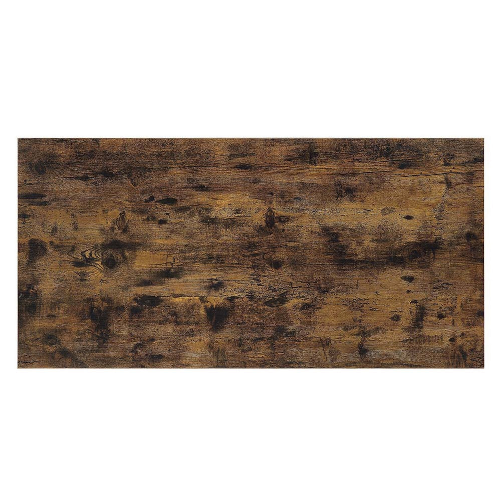 Benjara Rick 47 Inch Rustic Oak Coffee Table, Sliding Barn Door, Single Drawer