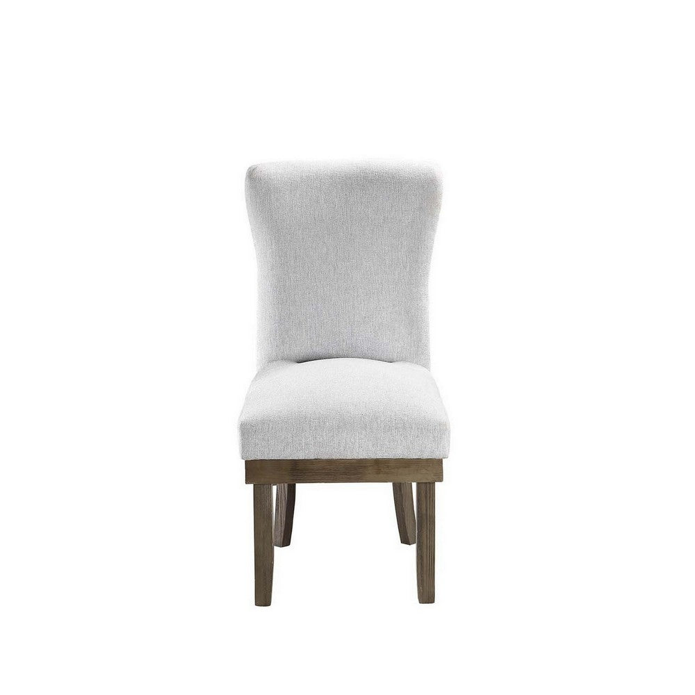 Benjara 20 Inch Wood Wingback Side Dining Chair, Set of 2, Soft Gray Polyester