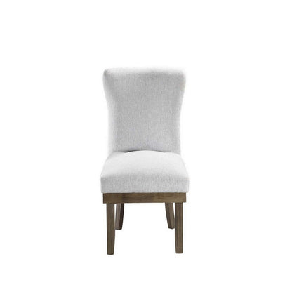 Benjara 20 Inch Wood Wingback Side Dining Chair, Set of 2, Soft Gray Polyester