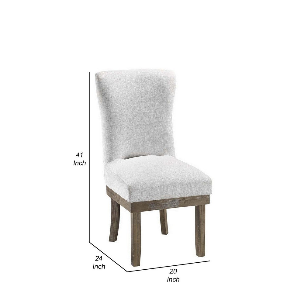 Benjara 20 Inch Wood Wingback Side Dining Chair, Set of 2, Soft Gray Polyester