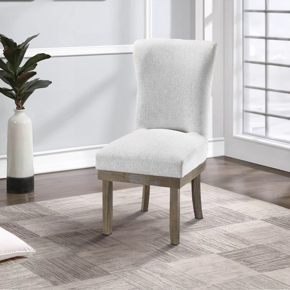 Benjara 20 Inch Wood Wingback Side Dining Chair, Set of 2, Soft Gray Polyester