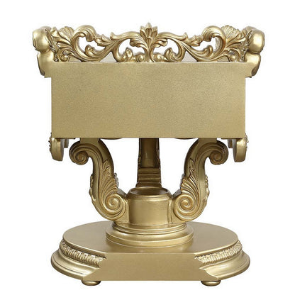 Benjara Altair 36 Inch Luxury Nightstand, 1 Drawer, Scrolled Motifs, Gold Finish