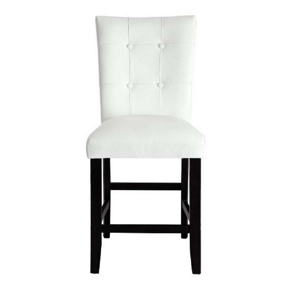 Benjara Deneb 26 Inch Tufted Side Dining Chair, Set of 2, Champagne Faux Leather